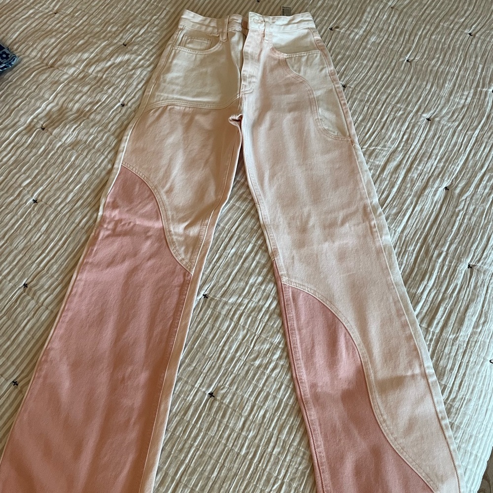 Bershka Cream/pink Denim Jeans - like new